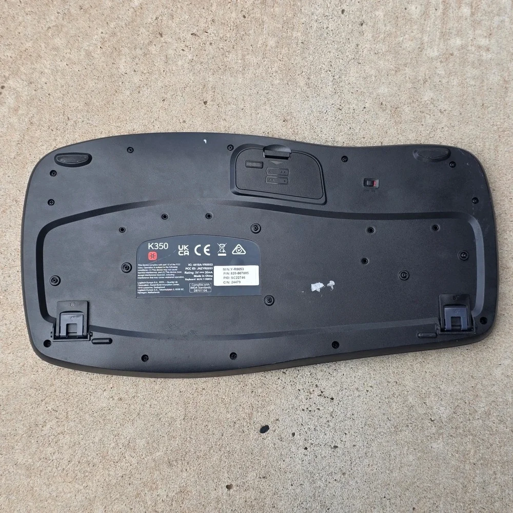 Logitech K350 Wireless Wave Keyboard Ergonomic Black Y-R0053 Tested No Dongle